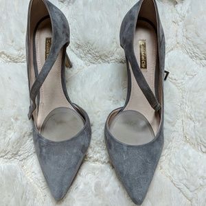 Grey suede pumps